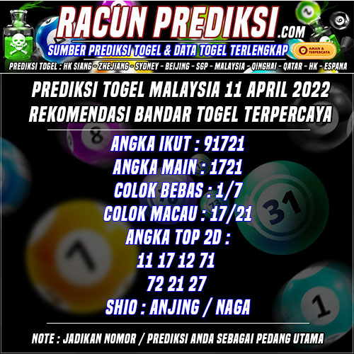 Prediksi Togel Malaysia 11 April 2022 Rekomendasi Terpercaya